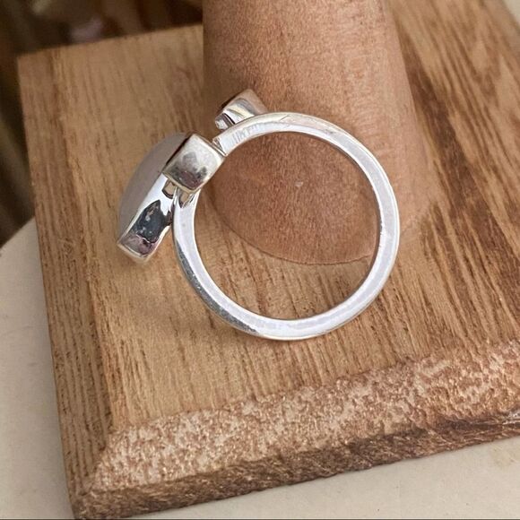 Rainbow Moonstone And Garnet Solid Sterling Silver Ring Size 6 - Picture 10 of 12